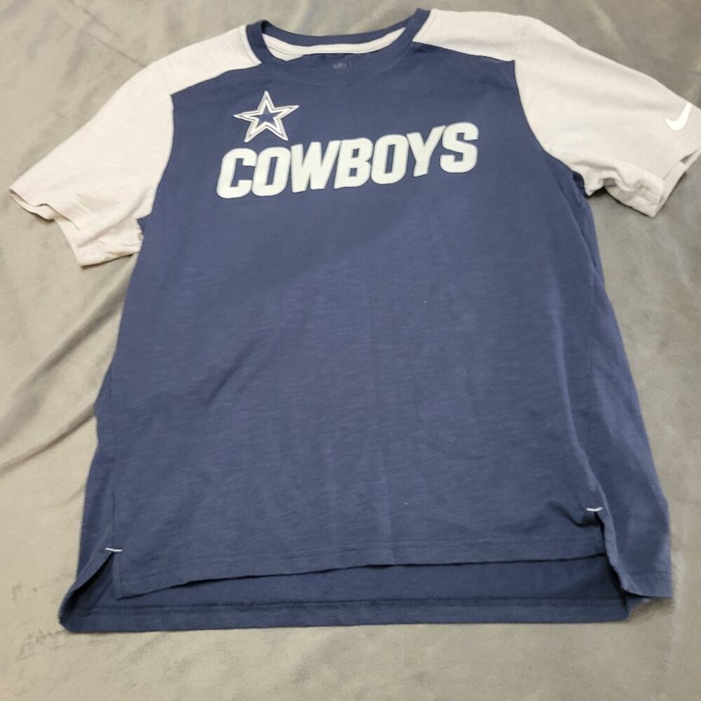 Dallas Cowboys NFL Nike New Era Shirt Womens Large Grey Blue Comfort Stretch Tee